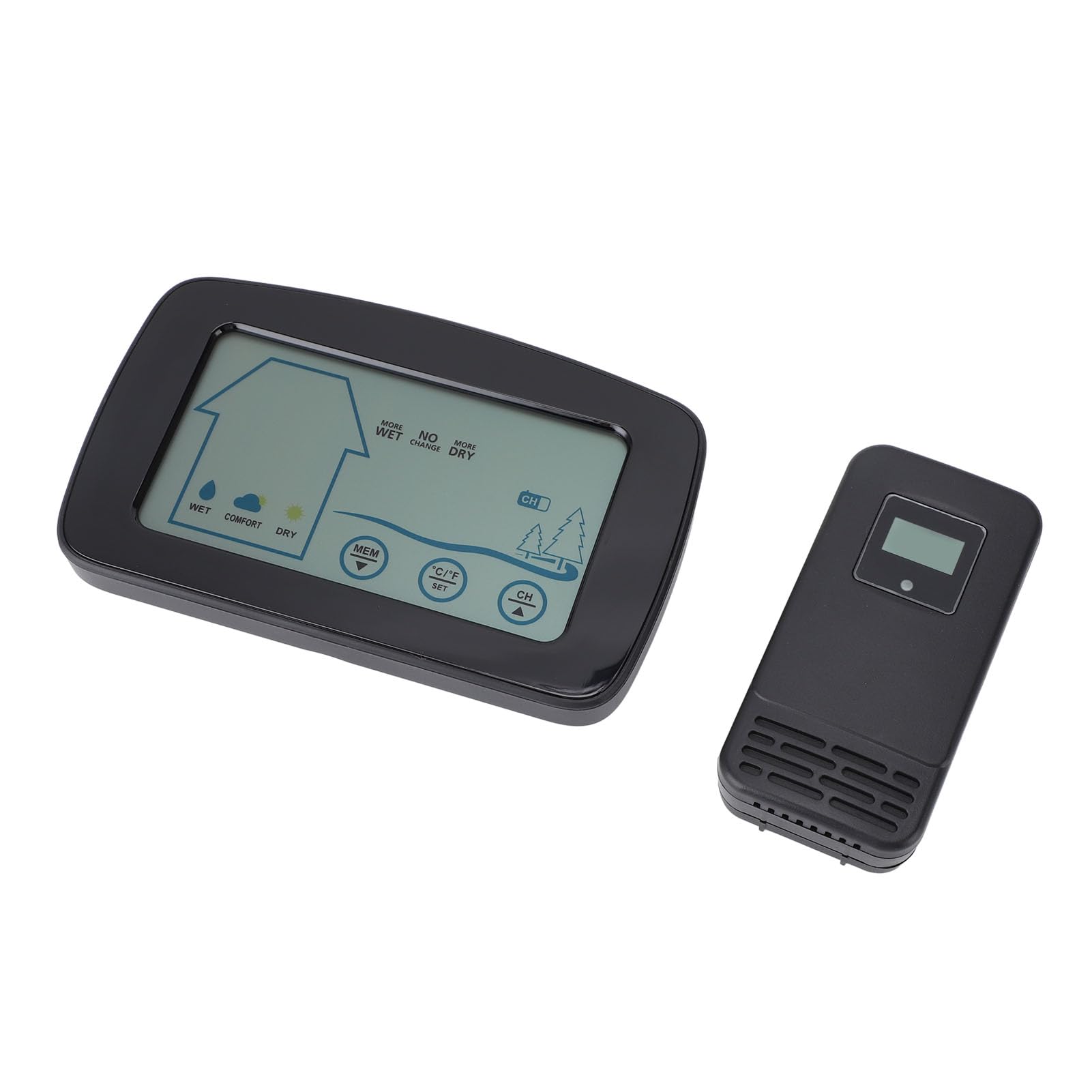 Hygrometer, Thermometer, Hintergrundbeleuchtung, Touchscreen-Taste, Wettervorhersage, Temperatur, Luftfeuchtigkeit, Messgerät für drinnen und draußen, Wohnzimmer, Schlafzim (Schwarz)