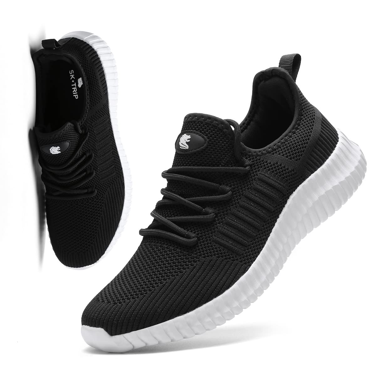 SK·TRIP Women's Walking Shoes Lightweight Breathable Flying Woven Mesh Upper Casual Jogging Shoes Ladies Tennis Shoes Workout Footwear Gym Sneakers