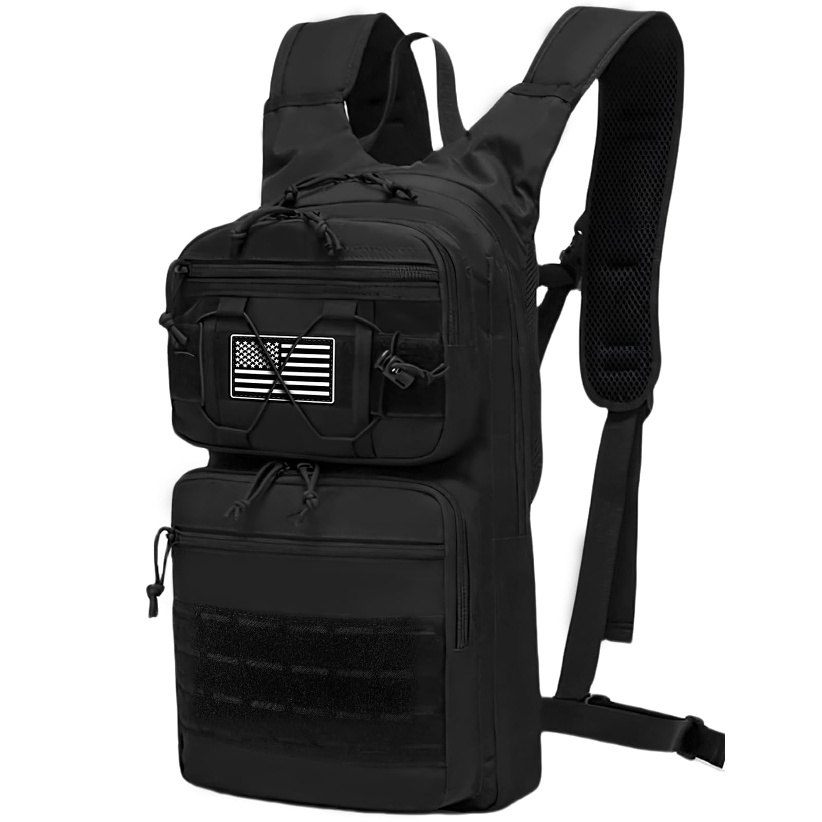 Tactical Backpack for Men Lightweight Tactical Hydration Packs Hiking Daypack Molle Military Backpacks Fishing Rucksack for Cycling, Running, Hunting - Black