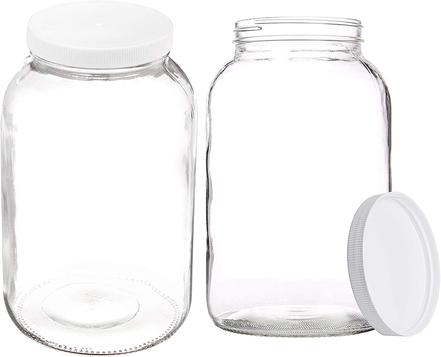 Easeen 2 Pack 1 Gallon Glass Jar Wide Mouth with Plastic