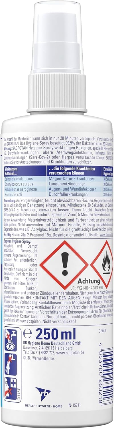 Sagrotan Hygiene Pumpspray – Desinfektionsmittel für Textilien und Oberflächen im Haushalt – 10 x 250 ml Sprühflasche im praktischen Vorteilspack