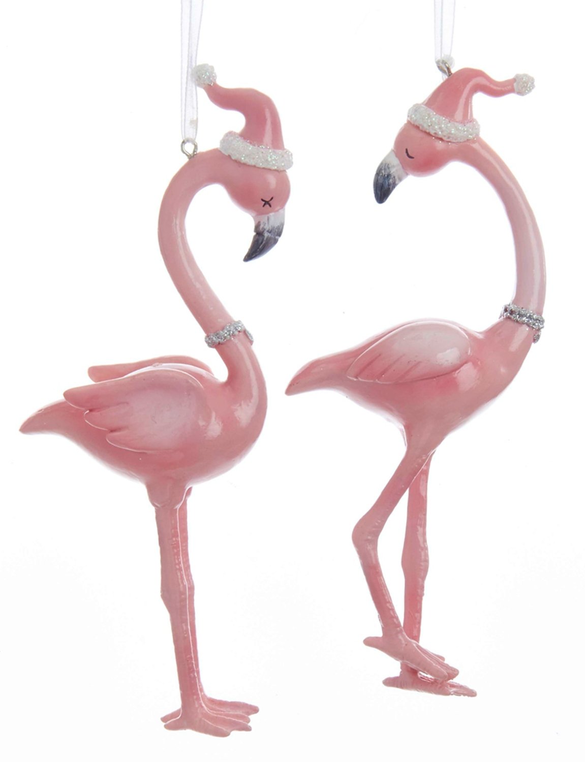 Amazon.com: Kurt Adler Millennial Pink Flamingos in Santa Hats
