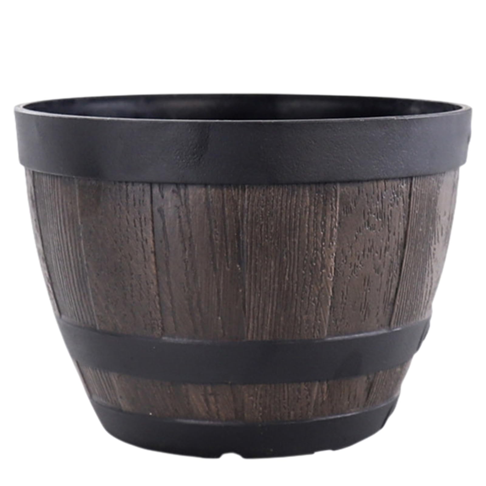 Flowerpot with Built-In Drainage System Rustic Style Garden Container Entryway Decorative Planter Barrel Flowers Herbs Vegetables