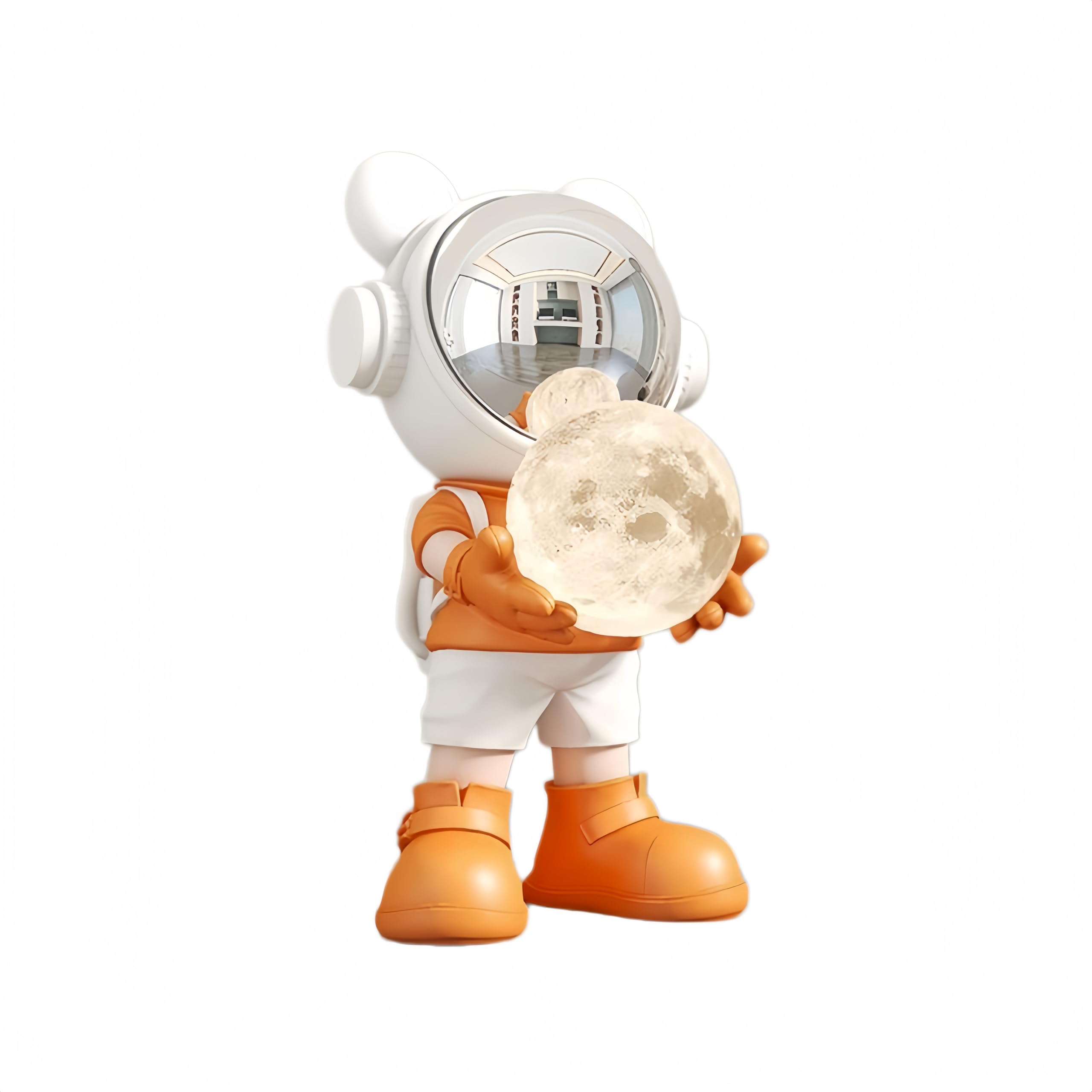 Estatua de astronauta de resina, escultura espacial, decoración temática espacial, perfecta para salas de estar, dormitorios y otros espacios (naranja B)