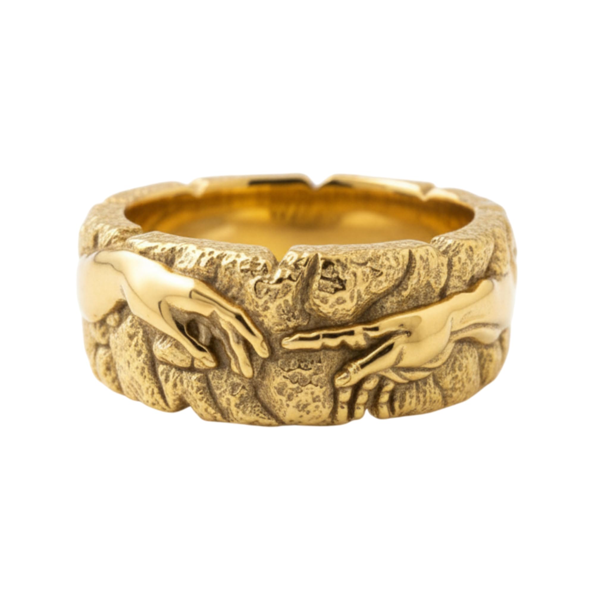 Hand of God Ring 14K Gold Vermeil 925 Sterling Silver for Men | Handcrafted to order in 60+ sizes, detailed Sistine Chapel art design, gift for art history and theology enthusiasts