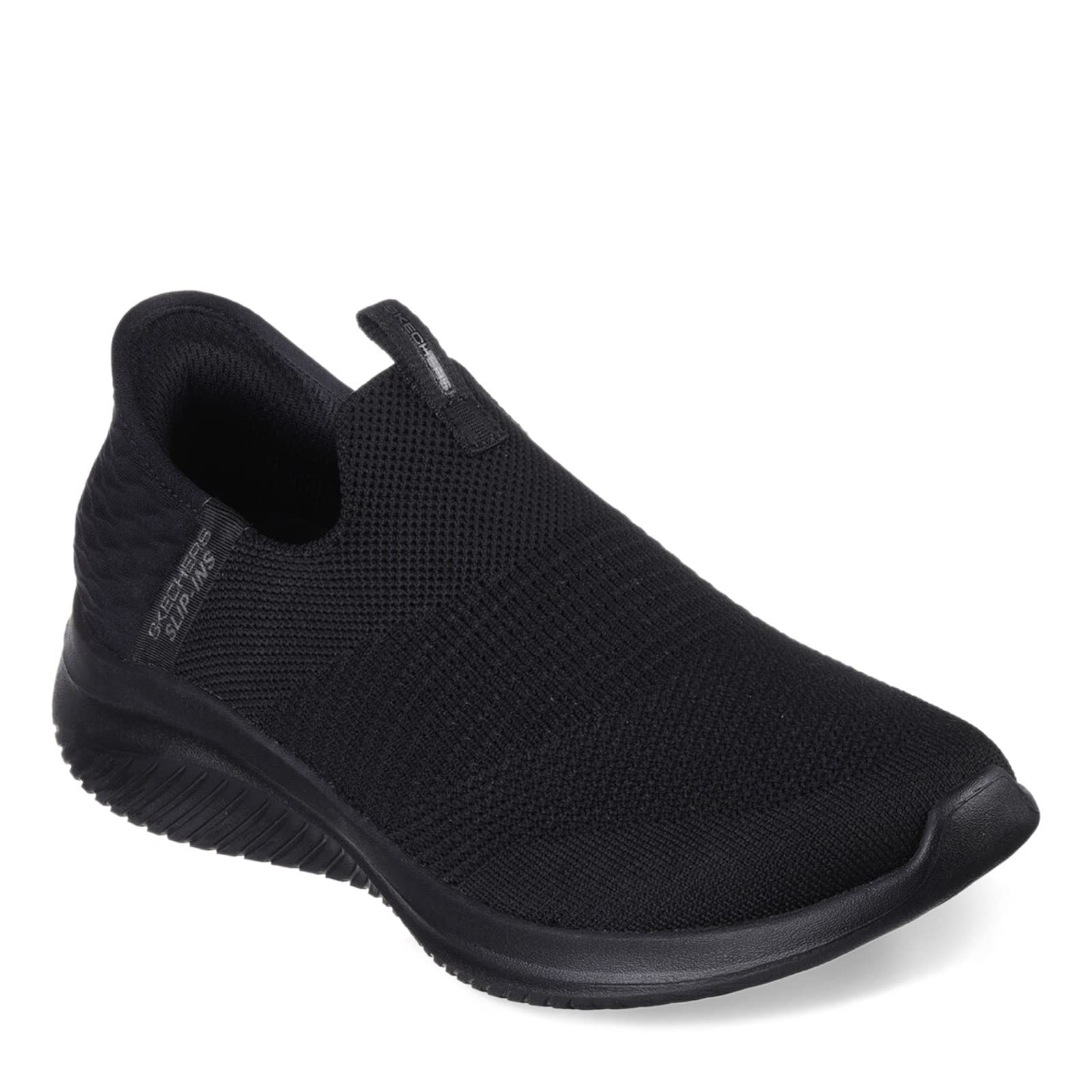 Skechers Ultra Flex 3.0 Cozy Streak, Sneaker Donna, Bordo in Maglia Nera, 36 EU Larga