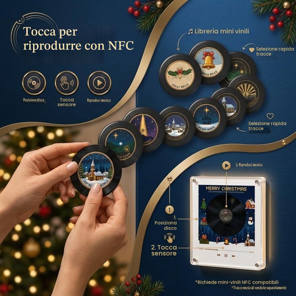 Christmas Vinyl Player Frigorifero Record NFC Magnetic Music Box Set