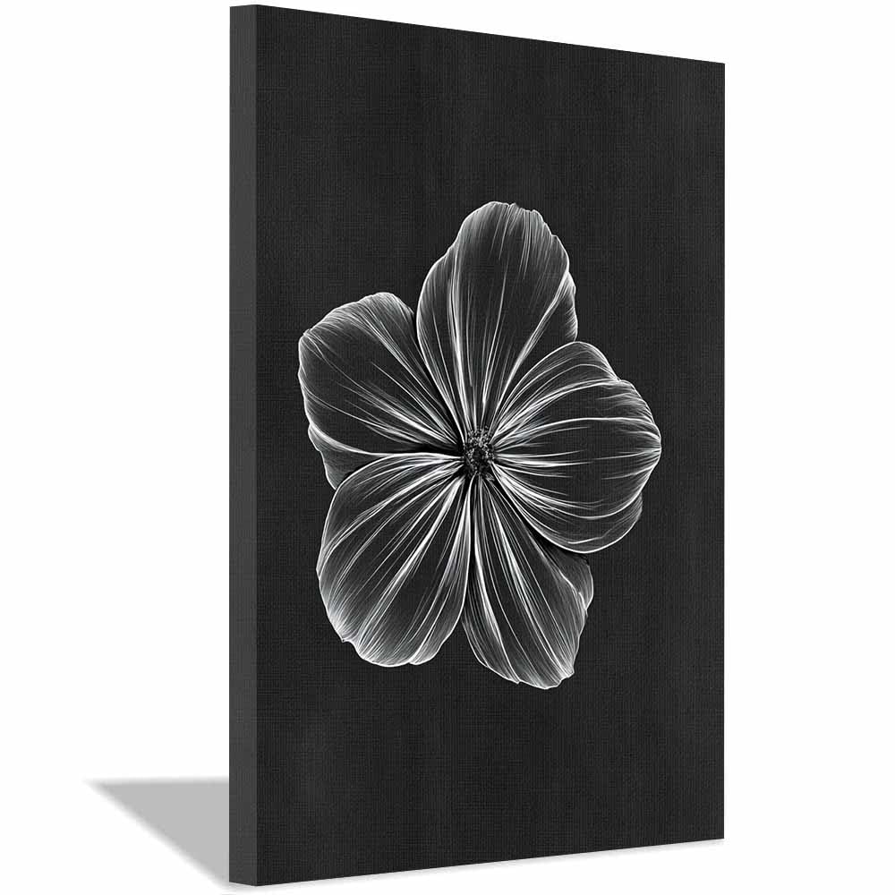 HOQIU Grey Wall Art Monochrome Flower Drawing prints for walls, canvas wall art, for Living Room Bedroom Bathroom Home Office Wall Decoration(Multicolor)-70x100cm Framed
