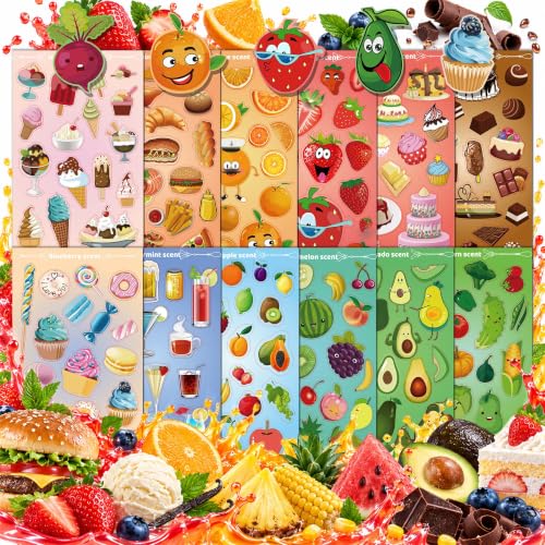 HORIECHALY Scratch&Sniff Stickers,48Sheets Smelly Food Stickers for Kids by HORIECHALY - Used condition - US$8.51