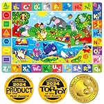 QUOKKA Baby Floor Play Mat – Super Soft Plush Surface ABC Rug for Toddlers & Infants – Extra Thick (0.8cm) Non-Slip Padded Nursery Mat for Crawling & Fun – Foldable Gift Rug