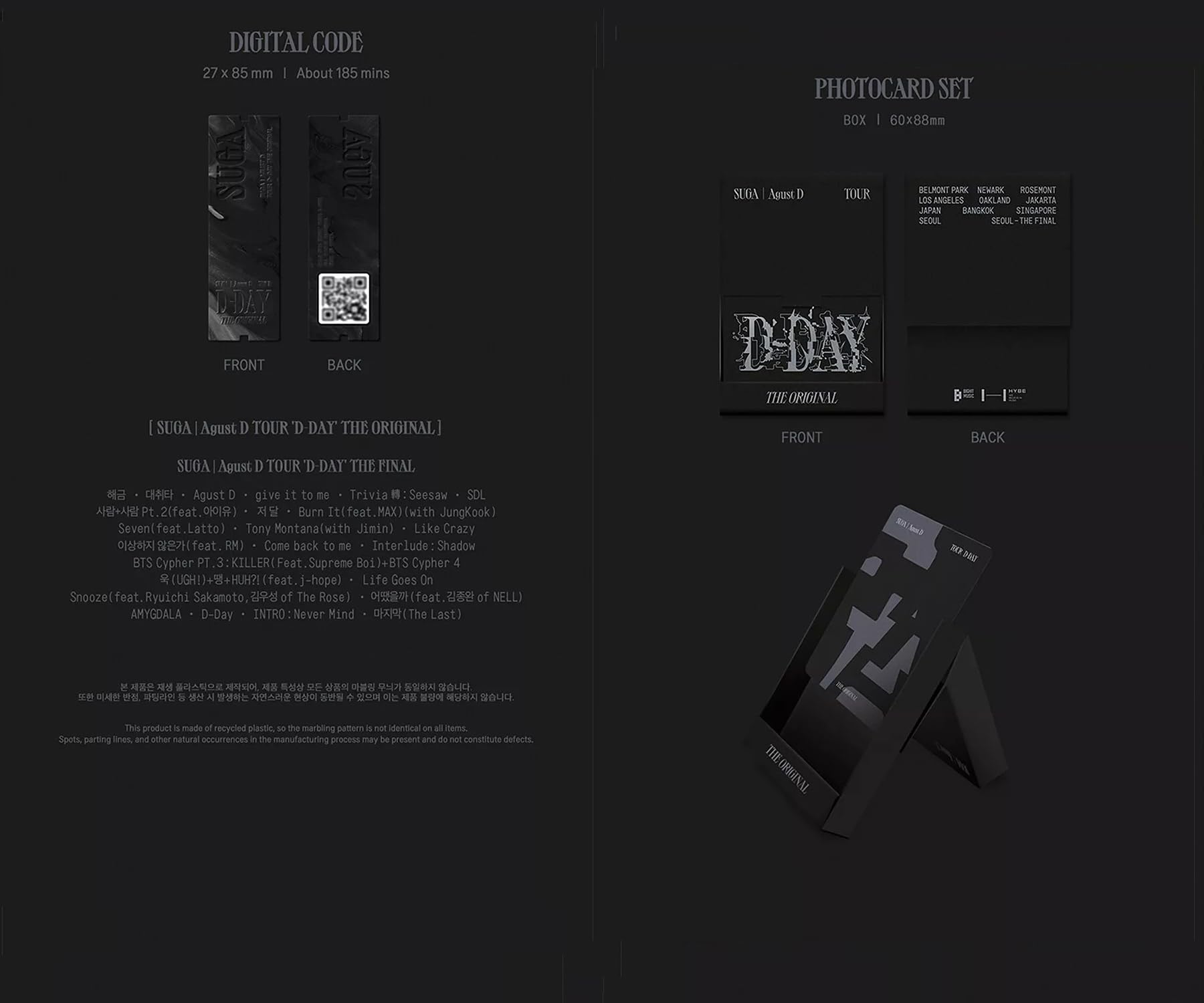 SUGA - Agust D TOUR D-DAY The Original (Digital Code Ver+