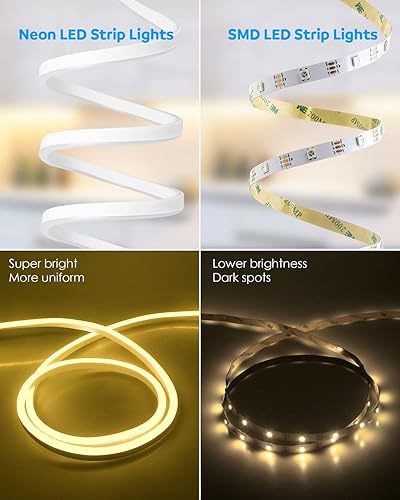 Miniatura 3 de Aclorol Cuerda LED de luz de neón para exteriores, impermeable, blanco cálido, tira de luces de neón de 16.4 pies, CA 110 V-130 V, LED de neón