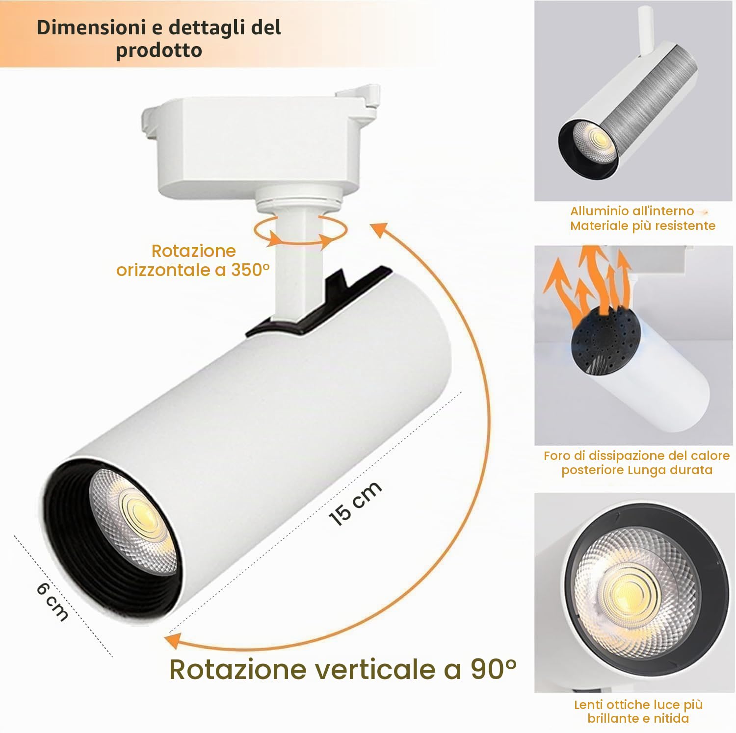 Teste Di Illuminazione Della Pista A Led 12-Luci Lampada Faretti Da Soffitto Orientabili,Faretti Led Interno 20W Track Lighting 3000K Bianco Freddo Con Binari Extra Da 4 * 1m,Cucina Moderni Ufficio