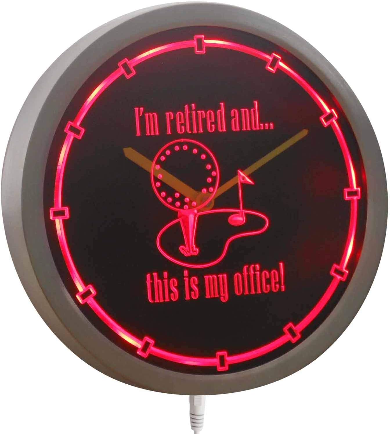 ADVPRO nc0962-b I'm Retired Golf Glass is My Office Gift Neon Sign LED Wall Clock