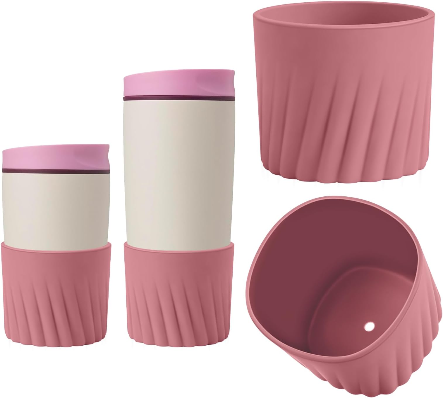 2Pcs Higher Silicone Boot for Owala SmoothSip Slider 12oz 20oz & 24oz with Handle, Textured Anti-Slip Protective Sleeve for Travel Coffee Mug, Coffee Tumblers Accessories for Prevents Scratches