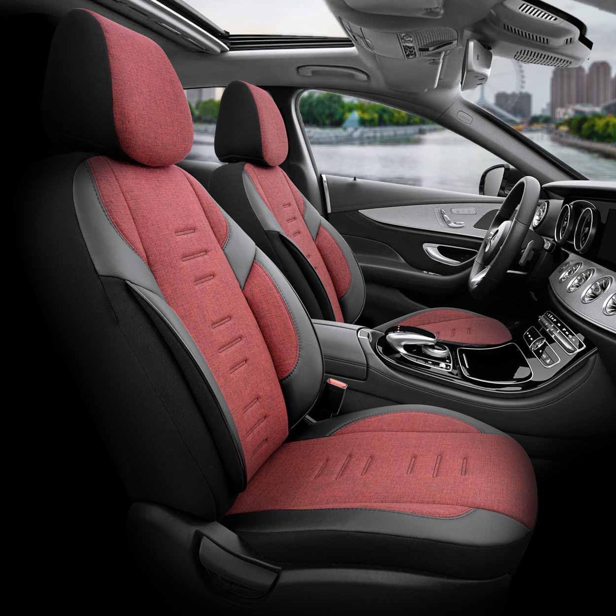 Generisch XKERIBOM Auto Sitzbezug Sitschoner Schonbezug Universal Komfortabel Schwarz ROT XAPLOT86756-1
