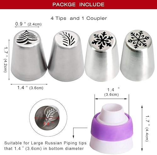 Miniatura 7 de 5 boquillas de glaseado de pastelería navideña, juego de puntas especiales de acero inoxidable ruso para tuberías (1 árbol de Navidad, 2 puntas de
