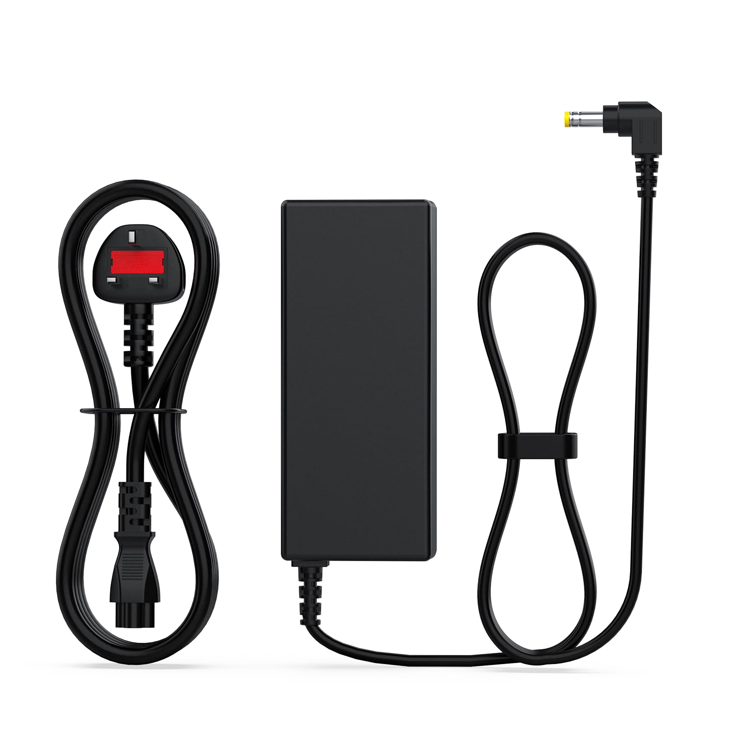 65W 19V 3.42A Power Adapter for HP Pavilion Monitors, Compatible with 24f 24fw 24fh 24ea 24es 24er 22f 22fw 27f 27fw 24mh 27mh 22cwa 22xw 27xw 25xw, 5.5x2.5mm Yellow Right-Angle Plug, UK Plug