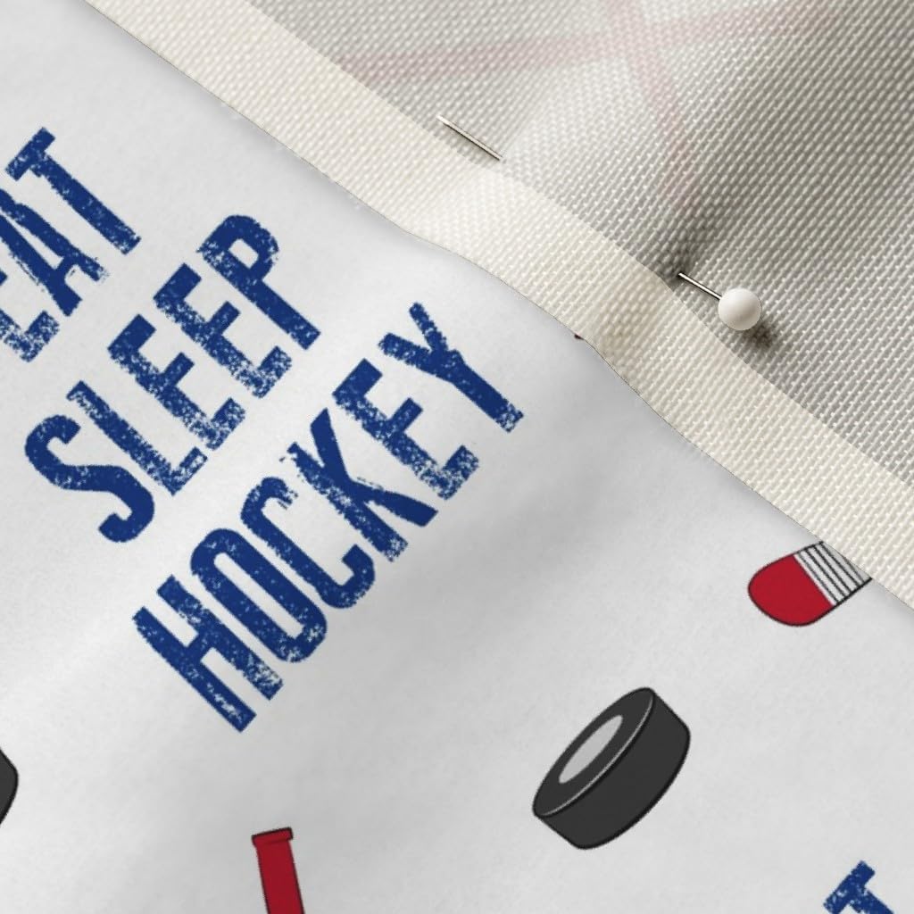 Spoonflower Fabric - Hockey Red Blue Trendy Winter Sport Kids Printed on Upholstery Velvet Fabric Fat Quarter - Upholstery Home Decor Bottomweight Apparel