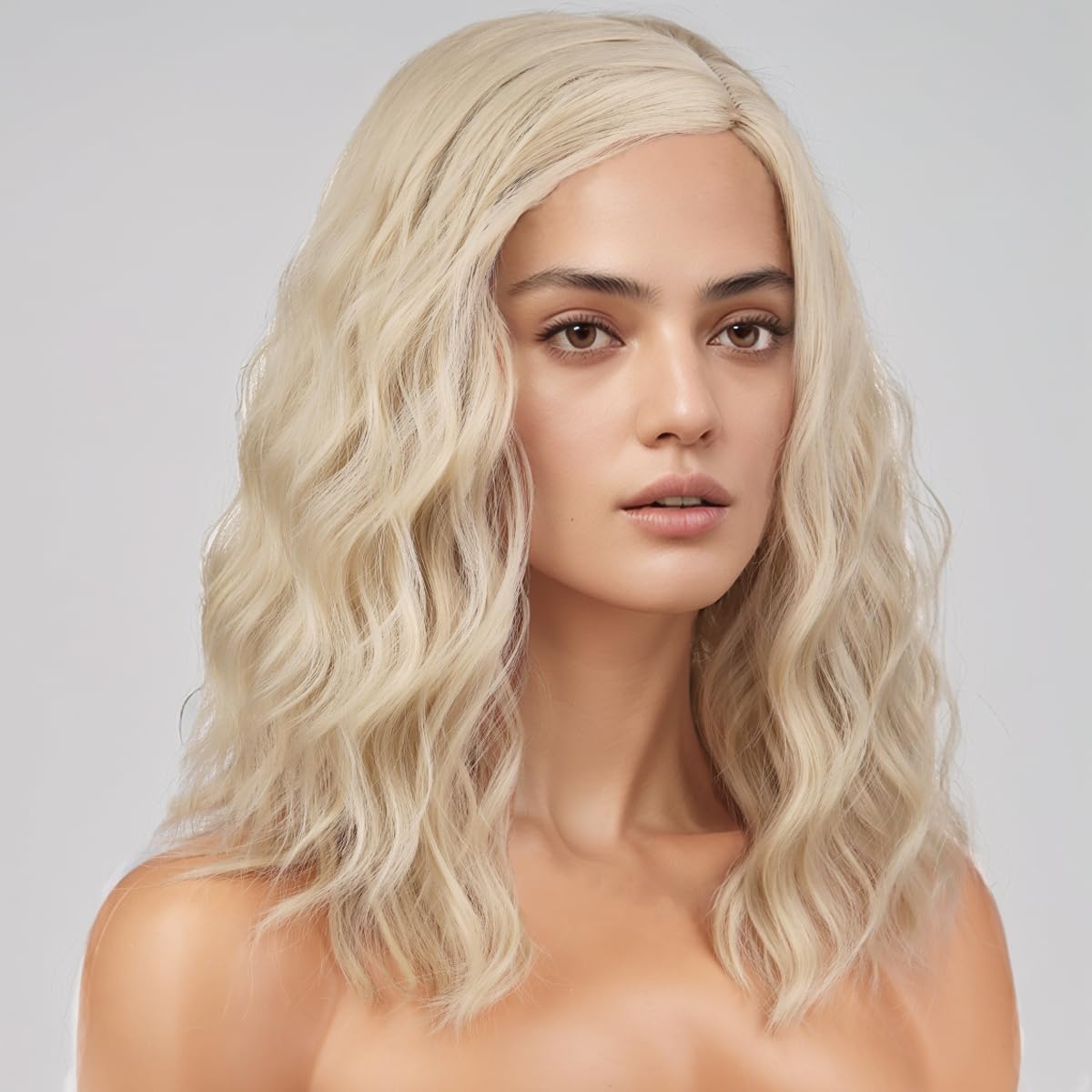 MAGQOO Blonde Wig Women Girls Short Curly Wavy Blonde False Hair Blond Bob Wig Side Part Synthetic Heat Resistant Cosplay Costume Wigs