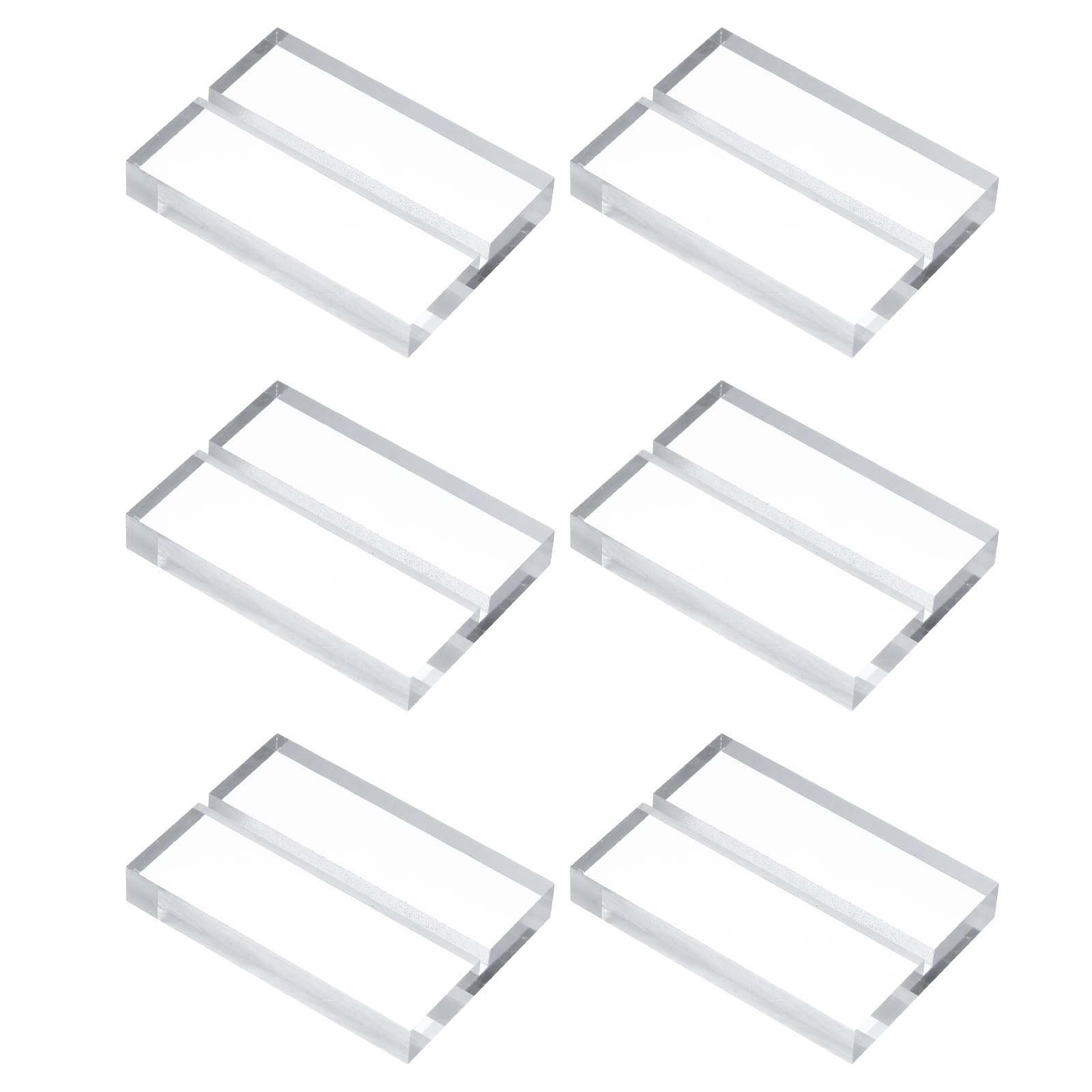 PATIKIL 6Pcs Place Card Holders 2.8" Clear Acrylic Stand Wedding Sign Square Name Card Holders Table Number Stand with 1/8" Slot for Wedding Birthday Exhibition Office Display, 70 x 50 mm — image 1