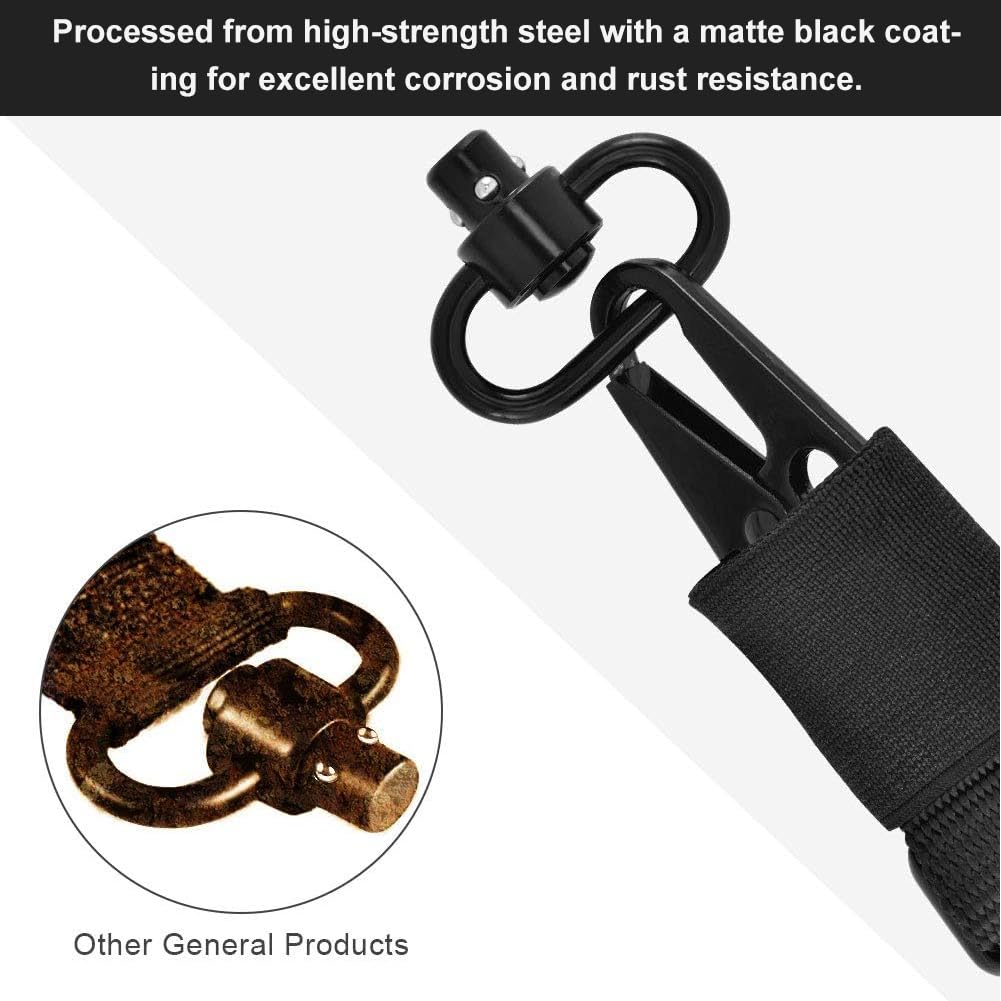 QD Sling Swivels da 1,25", Heavy Duty QD Sling Girevoli Mount, QD Sling Pacchetto di 2 Anello con Perno, QD Sling Swivel a Rilascio Rapido Qd Push Button Sling Tactical Sling Loop Adapter, 2 Pezzi