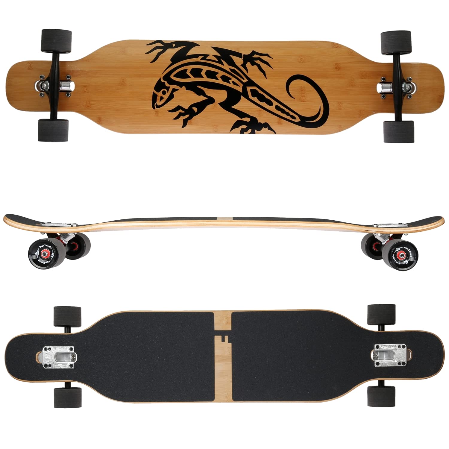 FunTomia Longboard Drop Through Cruiser 3 niveaux flexibles Roulement à billes Mach1 Speed Outil en T