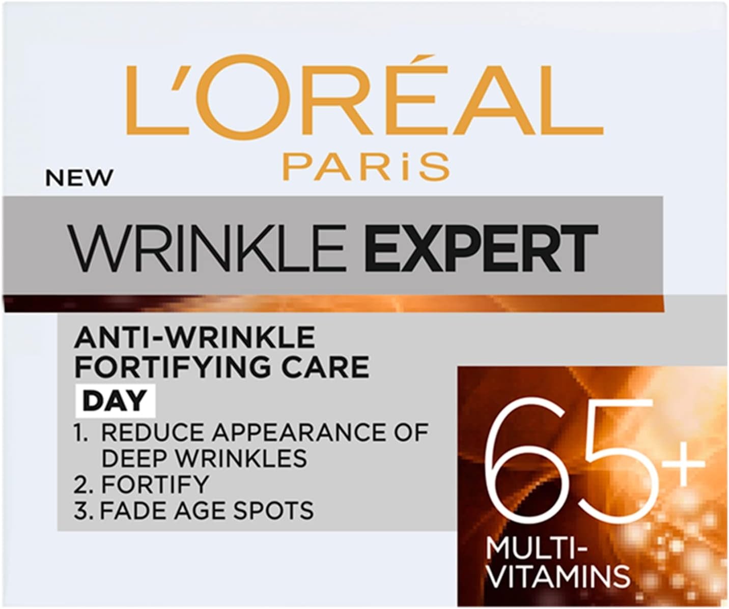 L'Oreal Paris Wrinkle Expert Anti Wrinkle 65+ Day Cream, Moisturiser provides Daily Hydration & Targets Signs of Ageing, Wrinkles Appear Reduced & Skin Feel Firmer, 50ml