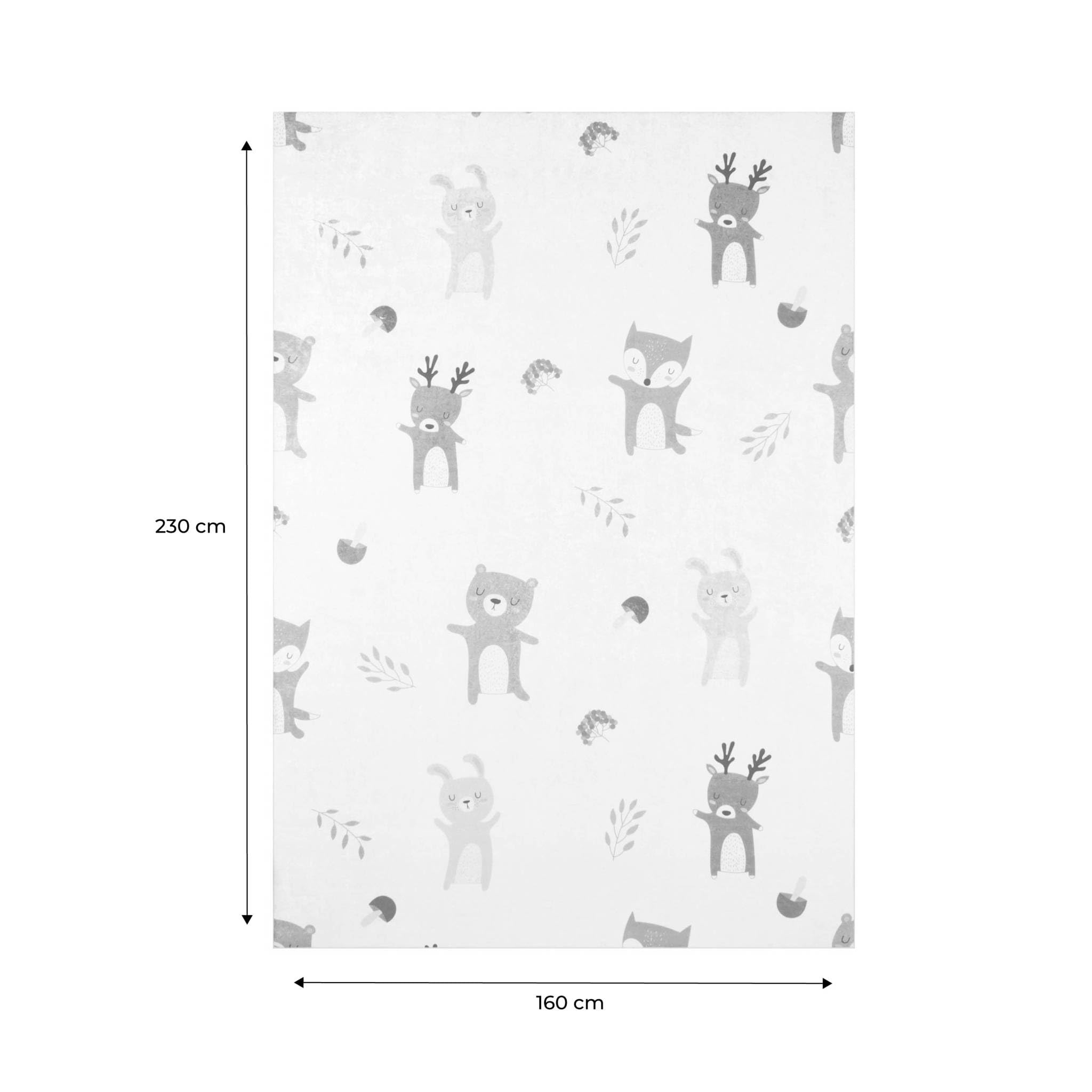 Alice's Garden sweeek - Tapis intérieur Enfant Blanc imprimé Animaux thème automnal 160 x 230 cm - Ravon