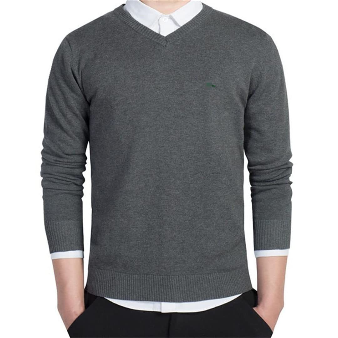 Inverno Uomini Casual Scollo A V Solido Mantenere Caldo Maglione Manica Lunga Maglioni, Bue, XL