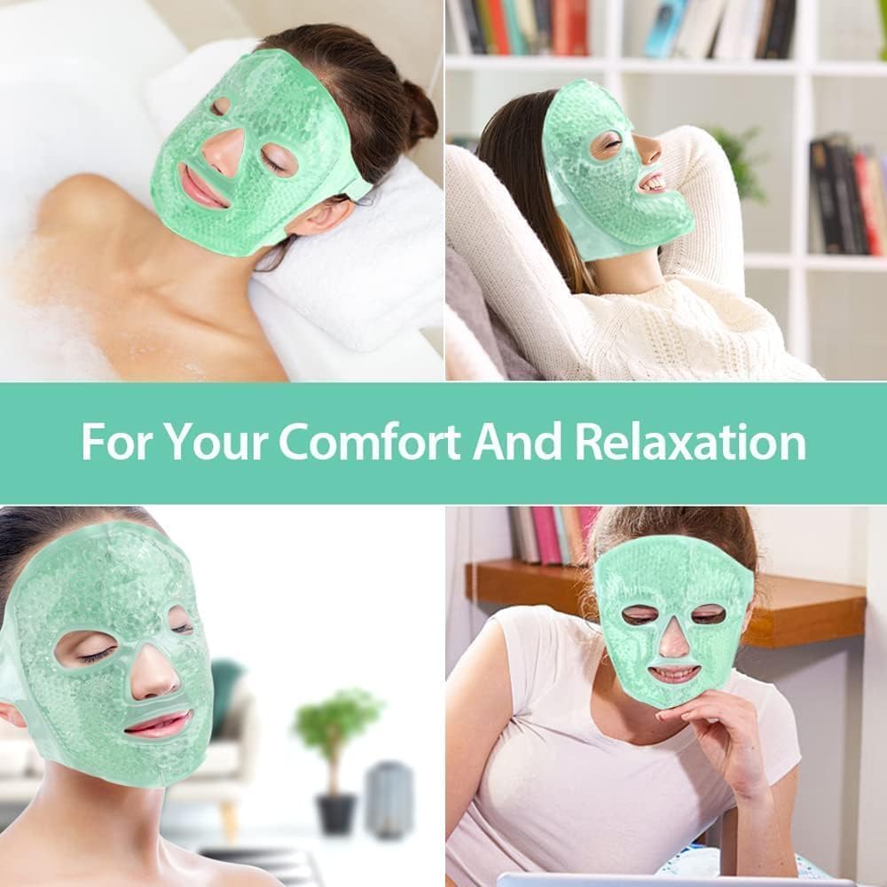 GaxQuly Cold Face Eye Gel Mask, Reduce Face Puff, Dark Circles, Gel Beads Hot Heat Cold Compress Ice Pack, Face Spa For Woman Sleeping, Pressure, Headaches, Skin Care Multi Color 4