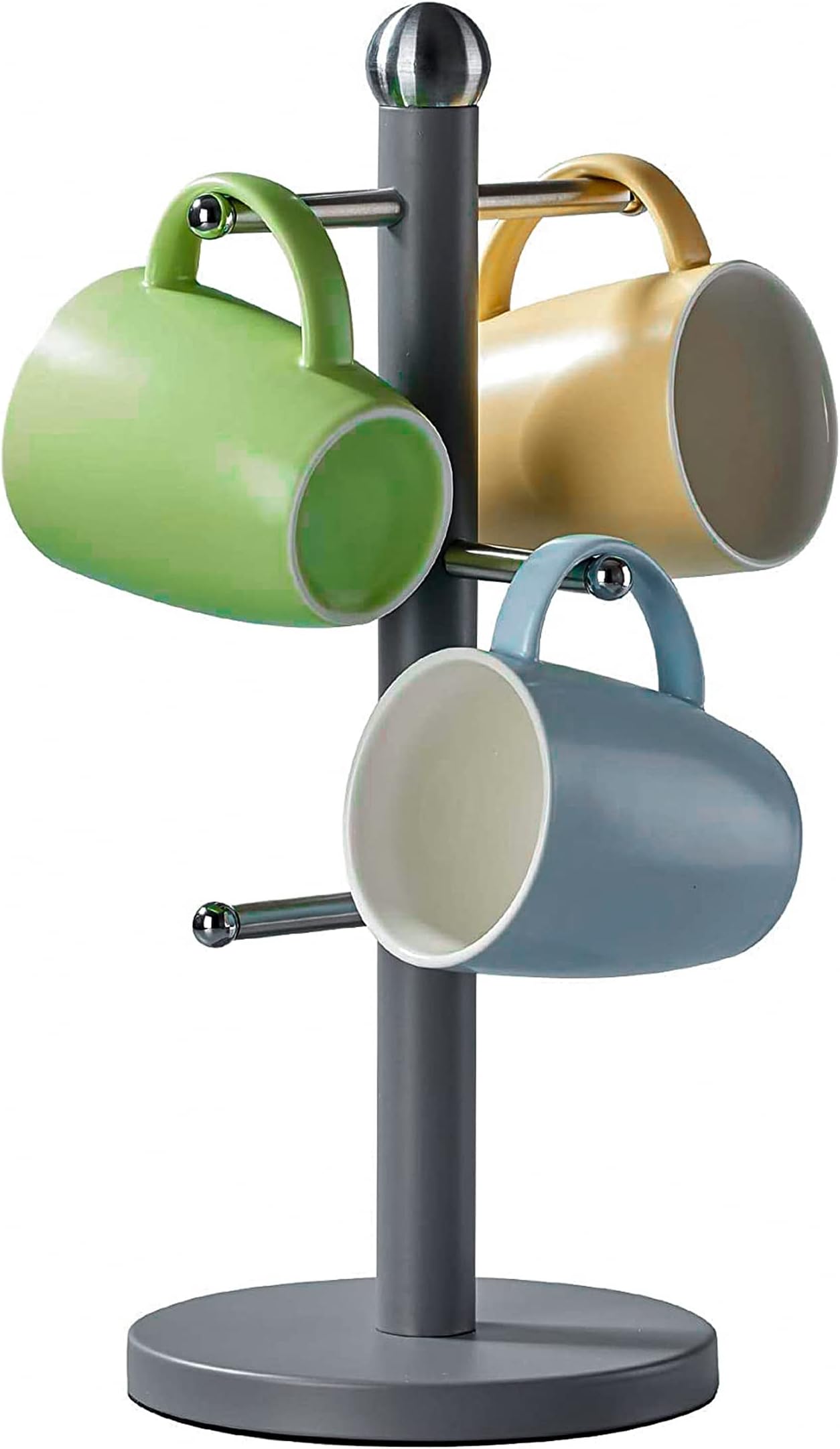 – Stainless Steel Matt Grey Coated 6 Cups Mug Tree Kitchen Storage Rack