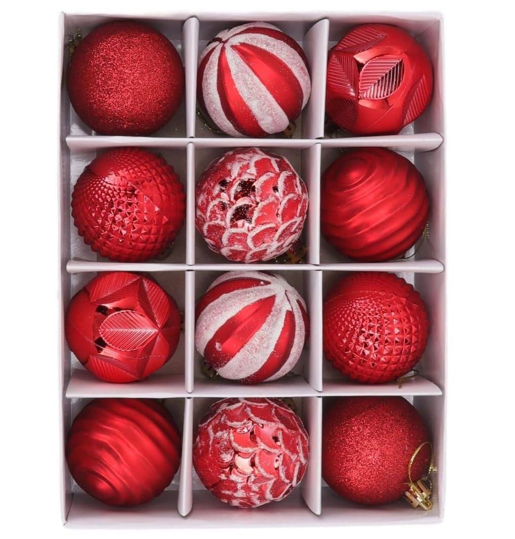 Bolas Arbol de Navidad Adornos De Bolas Navidad para Árbol, Decoraciones Inastillables, Bola Colgante para Fiesta Navideña, 12 Uds Decoración de Temporada(A)