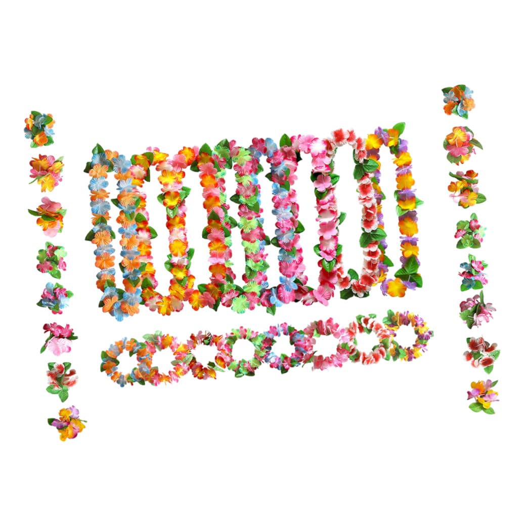 Cabilock 2 Set Lei Hawaiana Leis Clip di del Fiore Decorazioni Hawaiane Tropicale Hawaii Corone Bambini Grembiule Hawaiian Ghirlande Decorazione del Partito Hawaii Leis Regali