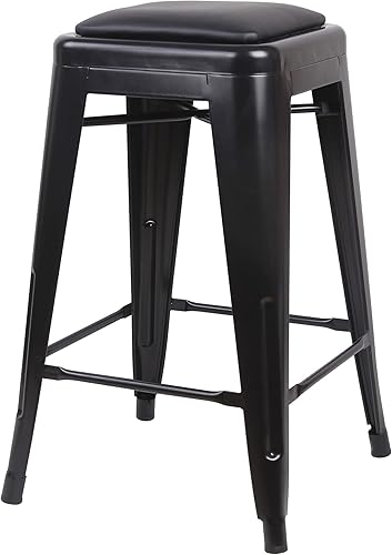 Miniatura 188 de GIA Taburete de mostrador sin respaldo de 24 pulgadas, cantidad de 4, bronce con asiento de madera clara Negro -,Café,Gris,gris, (Gun