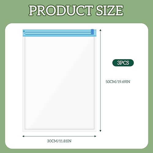 Miniatura 6 de Paquete de 3 bolsas de compresión de viaje de 19.6 x 13.7 pulgadas, bolsas de ahorro de espacio, bolsas enrollables de almacenamiento al vacío para