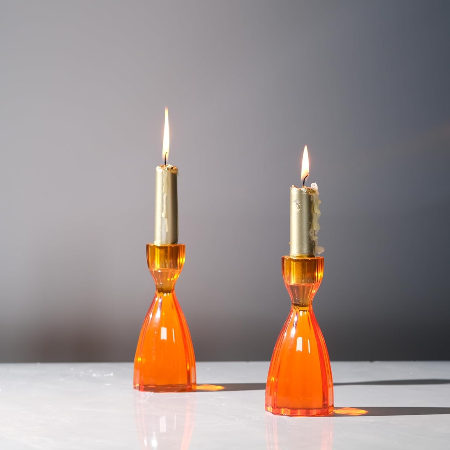 Twizzle Twist Candle Holder, Decorative Candlestick for Table Display, Romantic Decoration, Unique Home DÉCOR Aesthetic, Housewarming Gift, Blue Height 5.7 inches Set of 2 - Resin