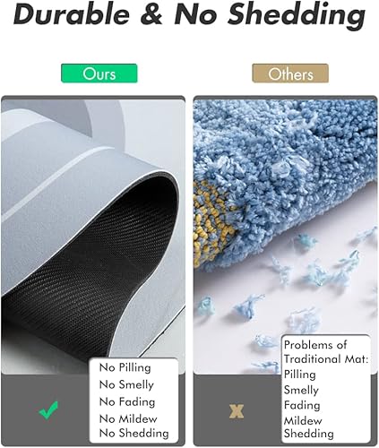 Miniatura 4 de MontVoo Alfombra de baño larga para baño, antideslizante, absorbente, de secado rápido, delgada, alfombra de baño con parte trasera de goma,