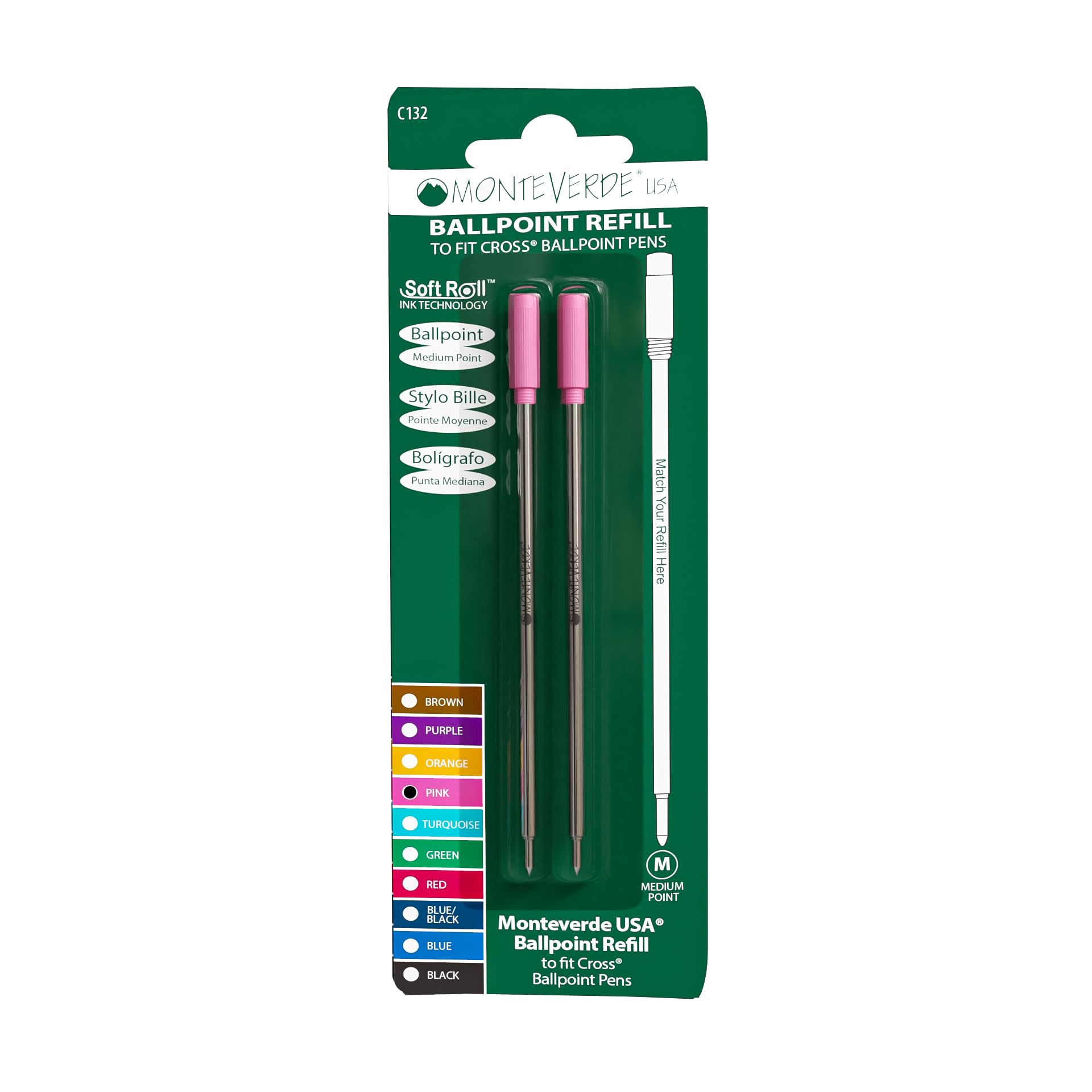 Recharge gel céramique Monteverde bleu noir lot de 2 pointe large Parker