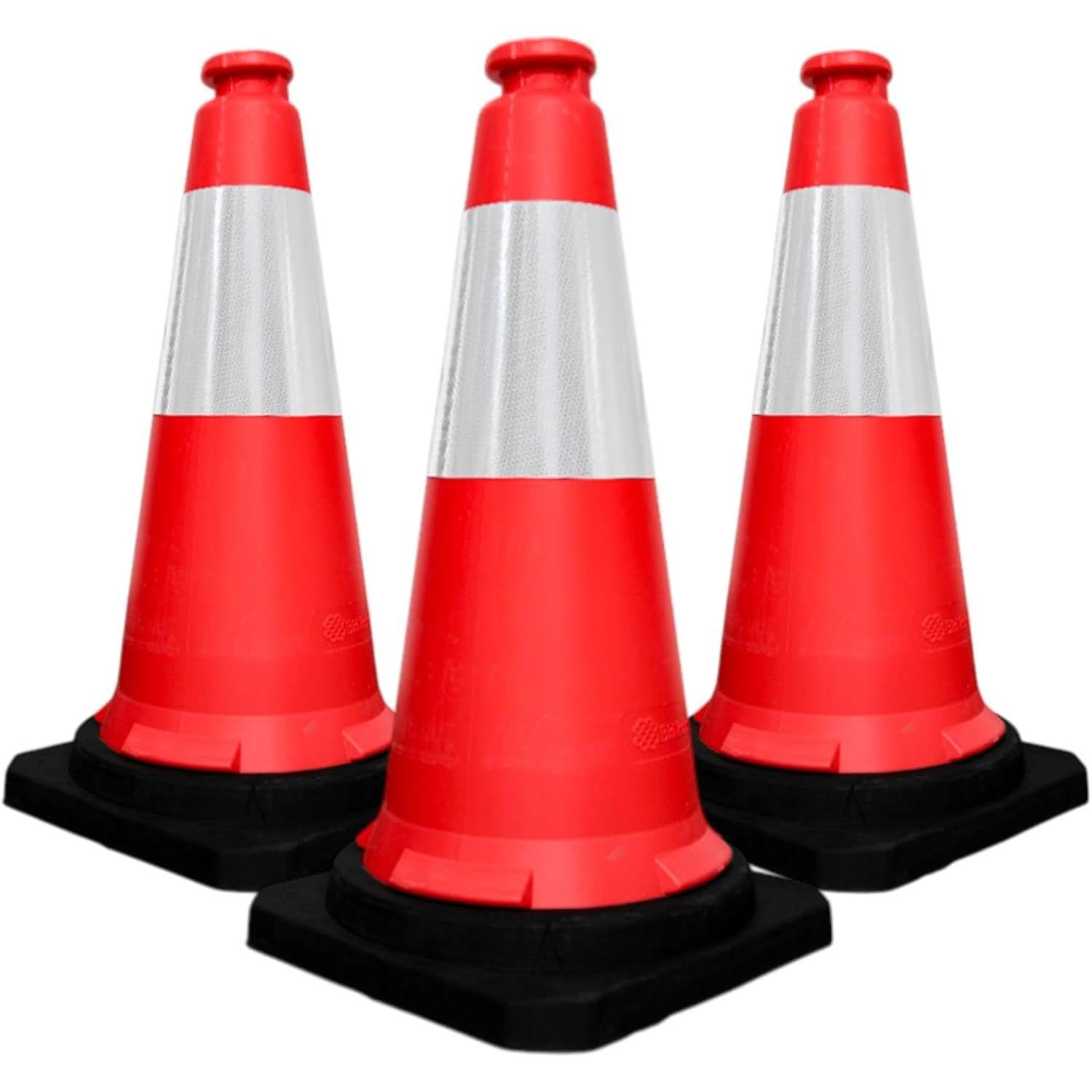 Berry 75CM Traffic Cones - Red High Visibility Traffic Safety Cone with Reflective and PVC Black Base, 30 Inch PE Portable Road Cones for Street (Set of 3)