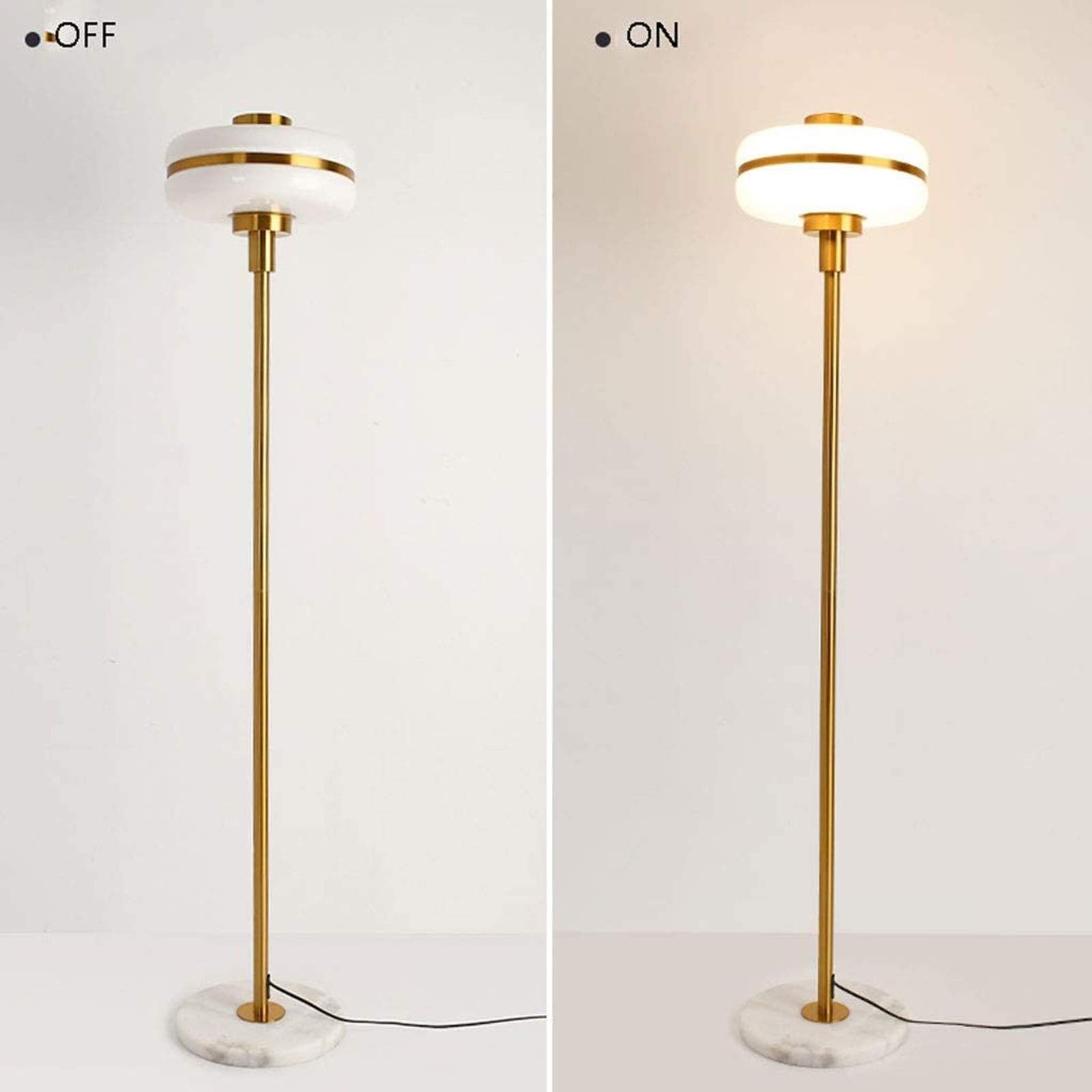 HASMI Piantana Lampada da Terra 59,1 "Lampada da Terra a LED in Metallo Contemporaneo for camere da Letto, Soggiorno, Ufficio, Lettura, Oro Lampada da Terra