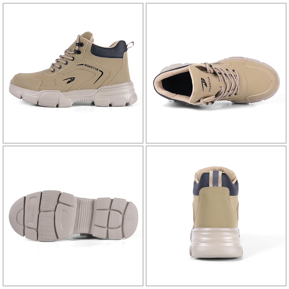 OFFCUP Chaussures de Sécurité Homme, Chaussures de Travail Embout Acier Montante, Bottes de Sécurité Antidérapant Respirant, Basket de Securite Légère Imperméables, Baskets Chantier Confortable