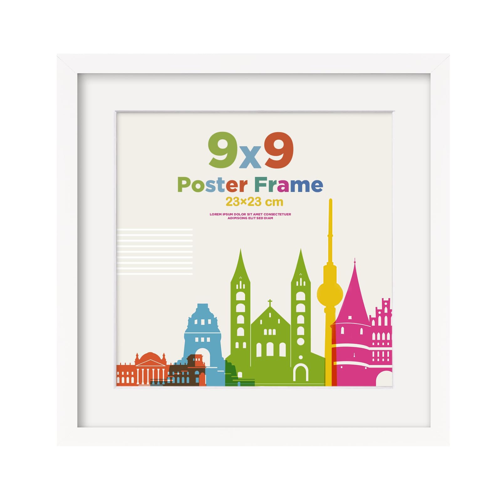 EGOFINE 9X9 Picture Frame, 9X9 Frame Display 6X6 with Mat Covered by Plexiglass, for Wall Mounting, White โ image 1