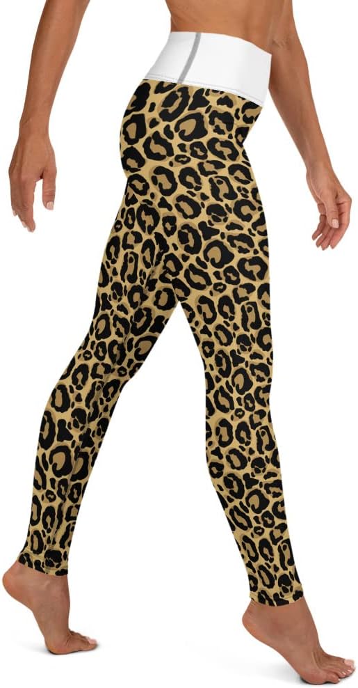 Leopard Yoga Leggings 82% Polyester 18% Spandex Cream