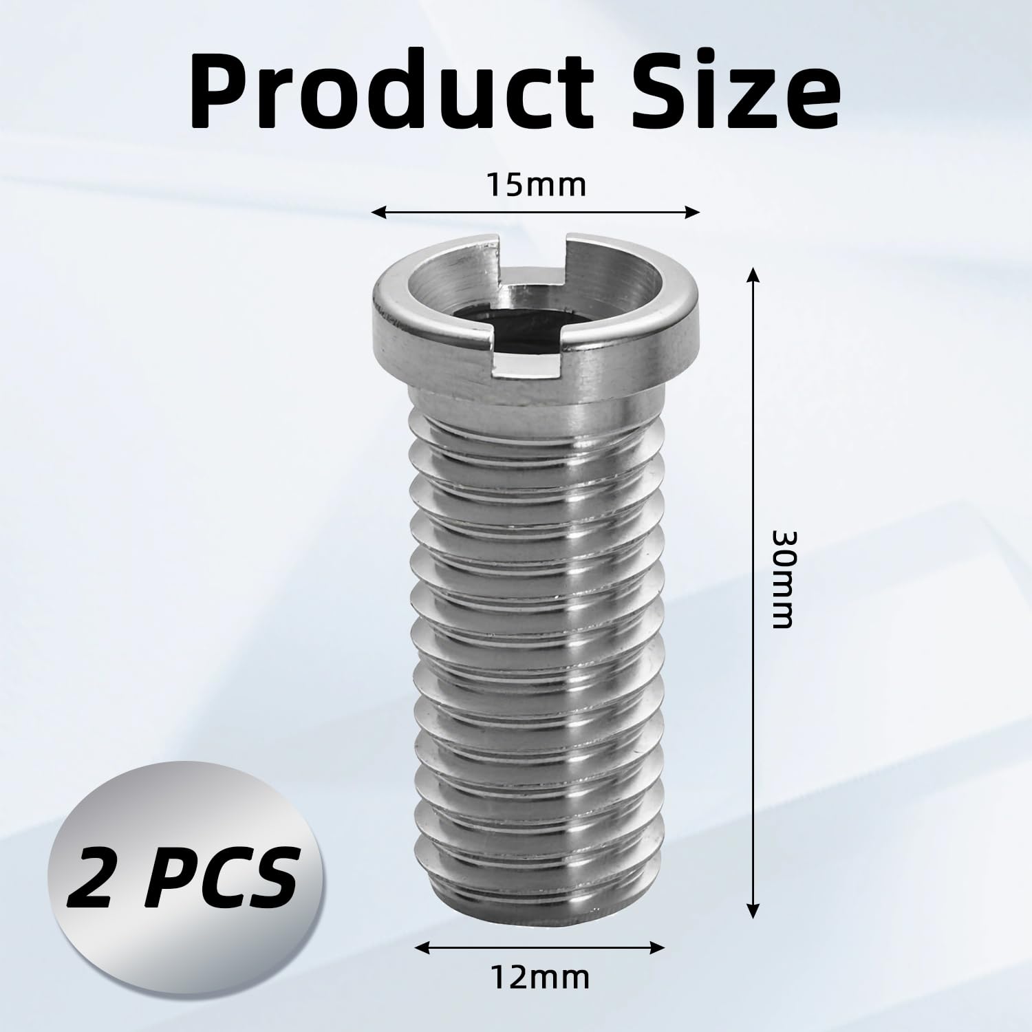 2 Pcs Hueco para Fregadero, M12×30mm Tornillo Hueco para Fregadero Filtro Desague Fregadero Accesorios para Fregadero (Plateado) — view 2