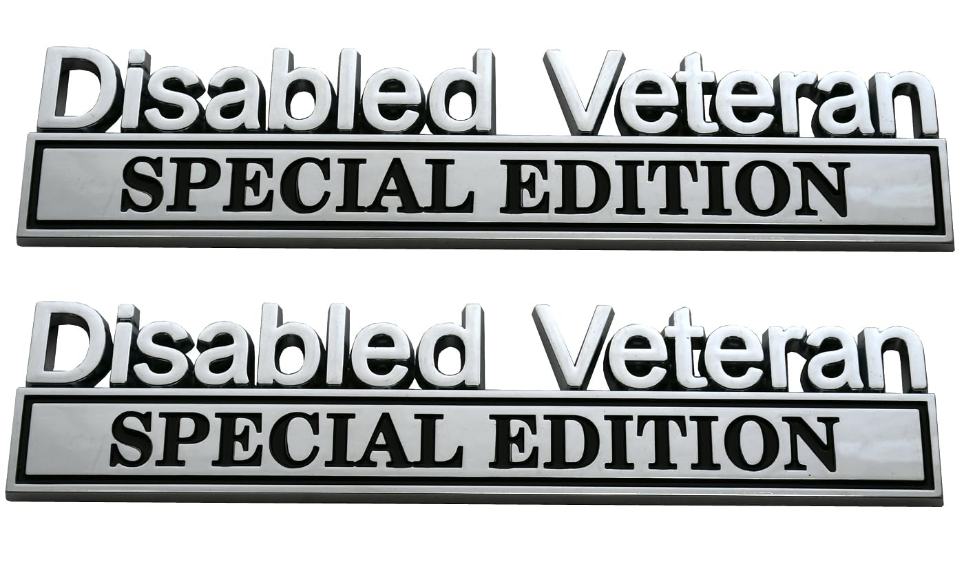 2pcs Disabled Veteran Special Edition Emblem Car Decal Warrior Soldier 3D Sticker Disabled Veteran Special Edition Letters Car