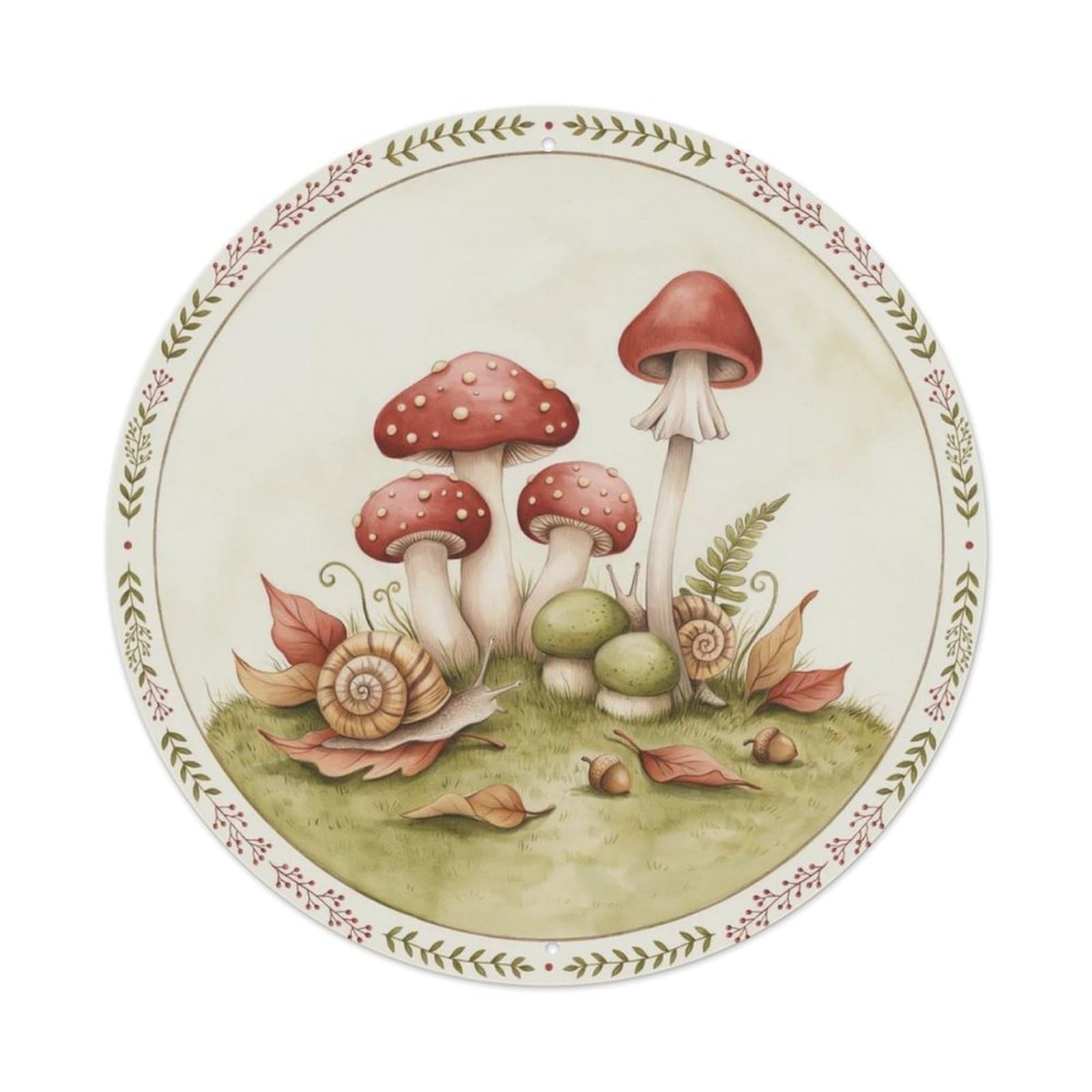 Vintage Mushroom Snail Metal Tin Sign Plaque