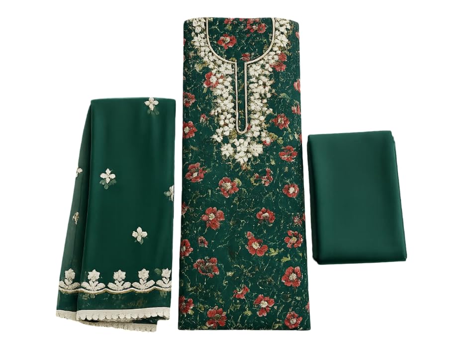 Women's Cotton Silk Unstitched Suit Material with Dupatta | Premium Floral Embroidered Cotton Silk Dress Material | Fabric Set for Salwar Suit, Kurti & Traditional Use(Free Size)-picture-38