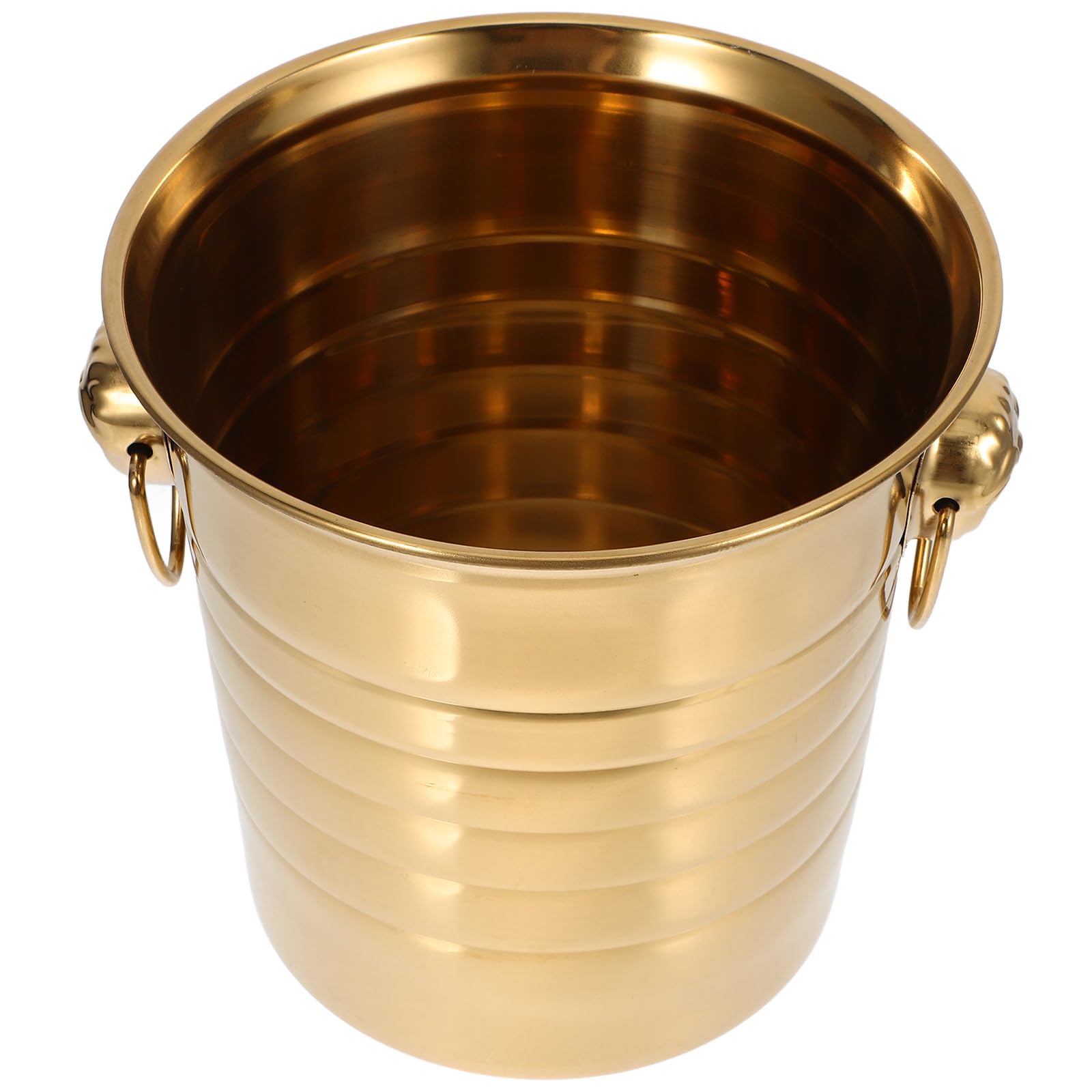 ULTECHNOVO Secchiello per Ghiaccio in Acciaio Inox 5l Dorato Design Testa di Tigre, Refrigeratore per Bottiglie di Birra e Vino, per Feste, Bar e Uso Domestico