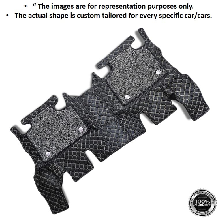 Image of 7D Mat for Marazzo Car Floor Mat with Free Bumper Protector, Year: 2018-22, 100% Company Assured, Washable, Grass Mat Attached (Black, Mahindra Marazzo)